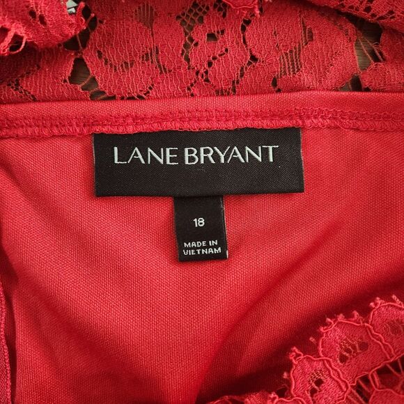 Lane Bryant Red Scallop Edge Fit And Flare Lined Lace Overlay Dress Size 18 - Picture 5 of 8